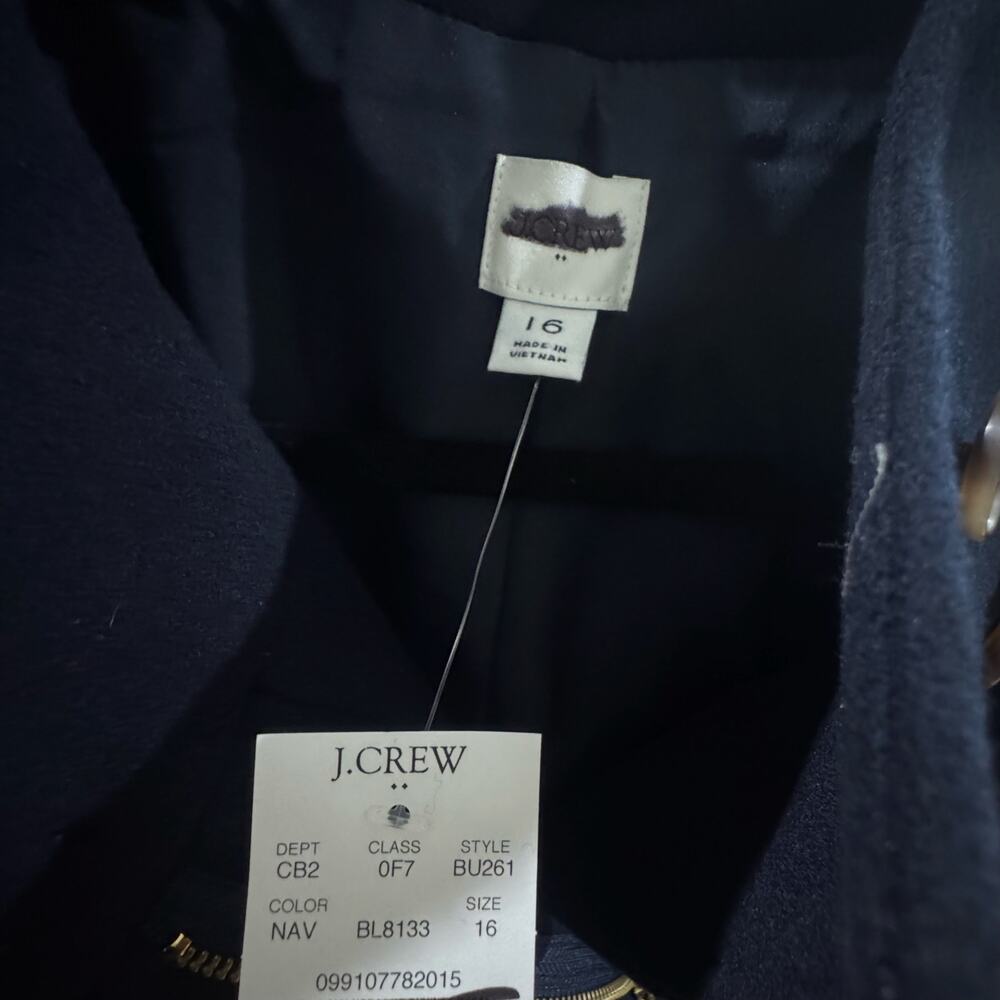 J. Crew Women's Long Sleeve City Coat with Button Neck Navy Blue Size 16 NWT - Picture 11 of 12